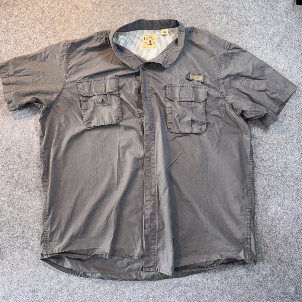 Red Head Brand Co. Fishing Shirt 3XL Grey Cotton Blend Ventilated Utility